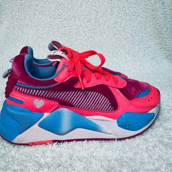 Puma RS-X heart embroidered Valentines limited edition running shoes pink velour - Picture 6 of 14